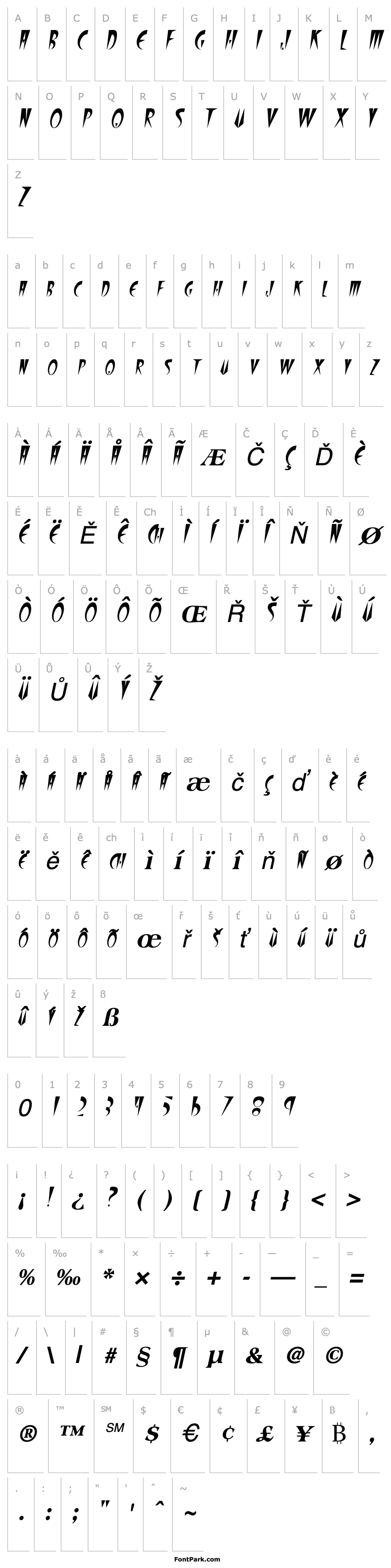 Přehled FangsSCapsSSK Italic